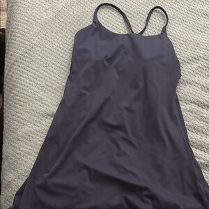 Halara dress softlyzero plush fabric. Blue criss cross small w shorts built in